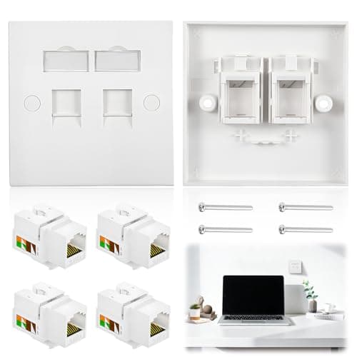 Image of 2PCS RJ45 Socket Cat6 Ethernet Wall Socket Double Port Faceplate, CAT6 Gigabit Network Socket with Keystone Jack for High-Speed Data, Compatible with CAT6/CAT5e/CAT5 Network Cable