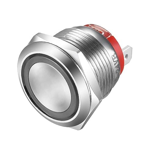 Image of Gebildet Short push button 19mm Stainless Steel Momentary Push-Button Switch Blue LED Waterproof 4-pin SPST Switch 20A/12-24V