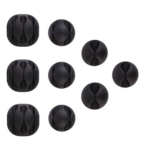 Image of Cable Tidy Clips, U-horizon 9 Pack Long Lasting Cable Drop Organizer, Cord Management System, Desktop Wire Holder, Hider for Computer or Mouse Cord, Home Office, Black