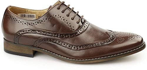 Image of Mens 'Goor' 5 Eyelet Brogue Oxford Shoes - Brown PU, Mens UK 12 / EU 46