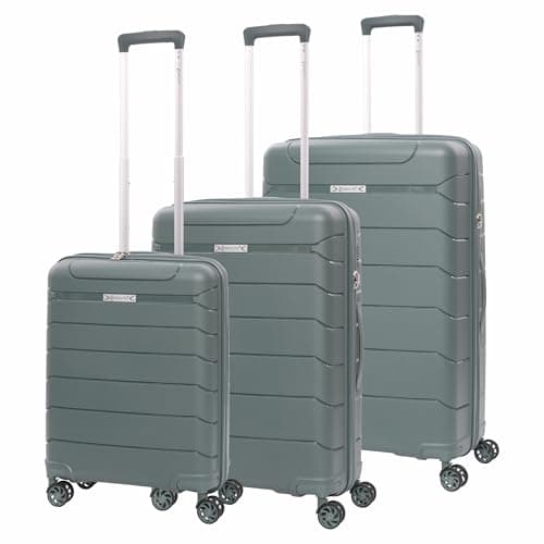 Image of Aerolite Lightweight Polypropylene Hard Shell 4 Wheel Spinner 3 Piece Travel Luggage Suitcase Set, Cabin + Medium + Large (Green, Cabin/M/L Set)