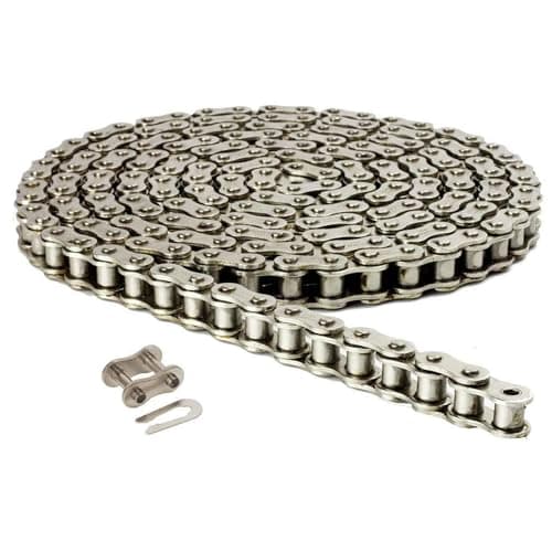 Image of Jeremywell 40NP Nickel Plated Roller Chain 5 Feet with 1 Connecting Links, Heat Treated, Corrosion Resistant, Eliminates Stress Cracking, unwanted wear, and Easy Corrosion