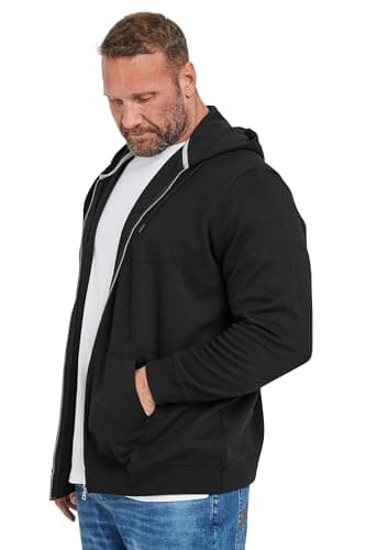 Image of BadRhino Big & Tall Zip Through Diamond Quilted Hoodie - Men's - Plus Size Curve Black