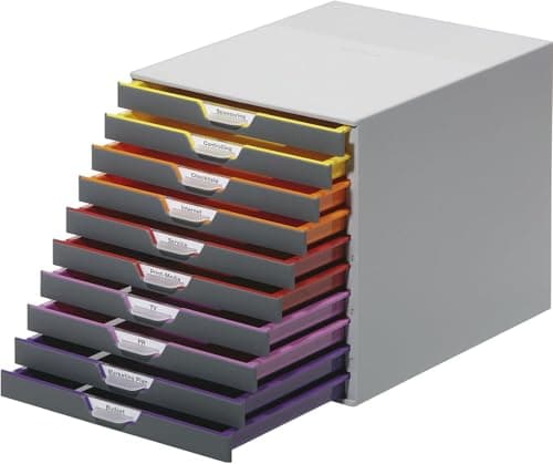 Image of Durable VARICOLOR® 10 Drawer Unit - Desktop Drawer Set with 10 Colour Coded Draws - Perfect for Storing Documents and Paper Work