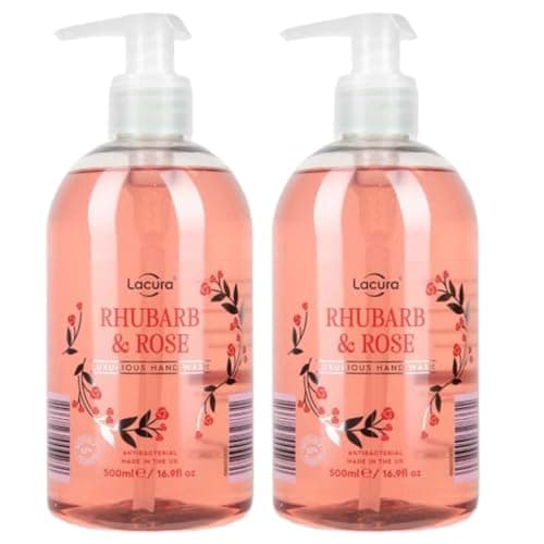Image of Aldi Lacura - Rhubarb & Rose Luxurious Hand Wash | Antibacterial | 500ml [TWIN PACK]