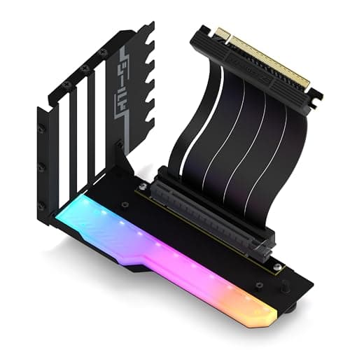 Image of EZDIY-FAB Vertical GPU Mount with High-Speed PCIE 4.0 Riser Cable, ARGB Module, 115mm/4.52in Flexible Extension, 90 Degree Connector, Only Compatible to Full-Opened PCIe Slots-Black