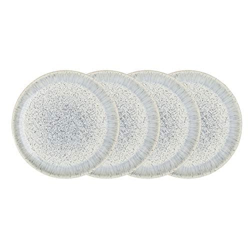 Image of Denby Halo Speckle Coupe Dinner Plate Set, 4-piece, Light Blue
