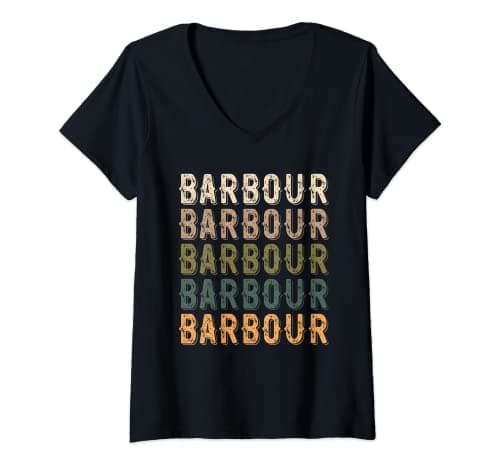 Image of Womens Barbour Personalized Reunion Matching Family Name V-Neck T-Shirt