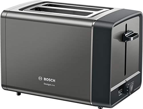 Image of Bosch Compact Toaster DesignLine TAT5P425DE, integrated stainless steel attachment for sandwiches, with automatic switch-off, with defrost function, perfect for 2 slices toast, lift function,