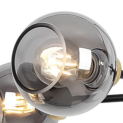 Image of Yolsunes Lighting Fixture Replacement Globes Top Opening Smokey Black Glass Lamp Shades, Ideal for Chandelier/Pendant light/Ceiling light, 4.2cm(1.7") of socket base; 13cm(5.12") of globe width