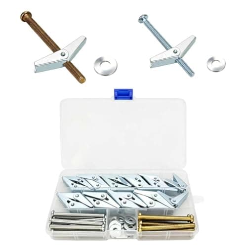 Image of Xinjiayi 20 Sets (60pcs) Large Spring Toggle Plasterboard Fixings Toggle Bolts and Drywall Screws M5/M6 Hollow Wall Anchor Kit Heavy Duty Wall Plugs For Plasterboard Cavity Wall Fibreboard