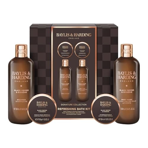 Image of Baylis & Harding Black Pepper & Ginseng Men's Luxury Bath Kit Gift Set (Pack of 1) - Vegan Friendly