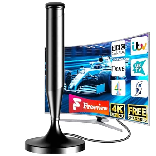 Image of Indoor TV Aerial for Freeview & Freeview HD, Digital HD TV Aerial with 360° Reception, Magnetic Base, Strong Signal, Supports 4K/1080P, Easy Setup for Smart & Older TVs, 5m Cable