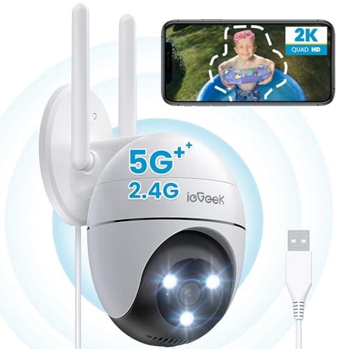 Image of ieGeek 2.4G/5GHz PTZ Security Camera Outdoor, 2K 3MP Dual-Band WiFi CCTV Camera, Color Night Vision, WiFi Home IP Camera with Human Detection, Siren, 2-Way Audio, Work with Alexa, Memory/Cloud(Wired)