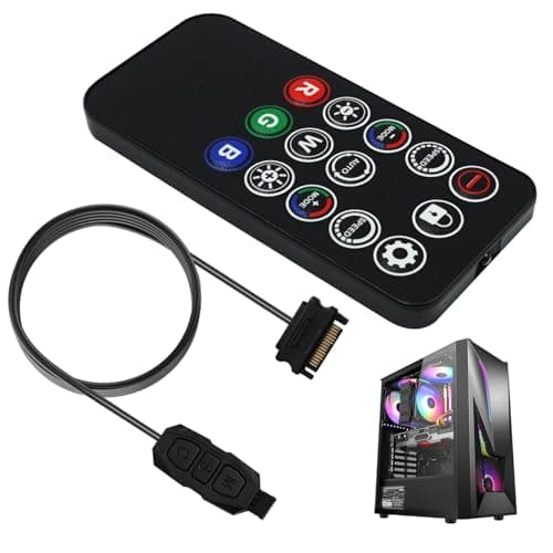 Image of teasteam ARGB Controller for PC, 5V 3-Pin RGB ARGB Splitter SATA Power RGB Fan Controller with 14 Key RGB Wireless Remote for computer Case Fans, RGB Light Strips, and RGB PSU Cables
