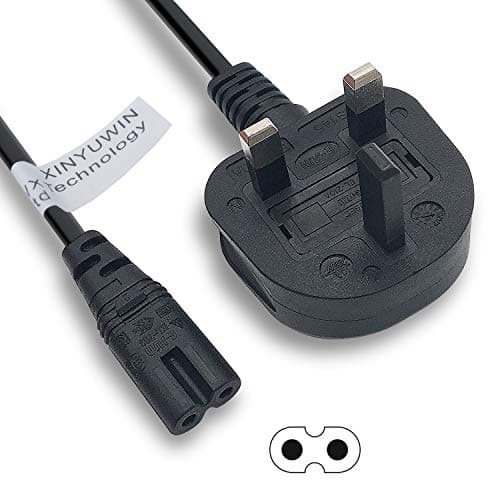 Image of XINYUWIN 2 Pin Mains Power Lead Figure 8 IEC C7 Cable Compatible With Xbox One S Slim Game Console, Xbox One X, Sony PS2 PS3 PS4 (Slim Edition), PSP, PSV, HP/Samsung/Sony/Acer/Asus/Lenovo/MSI Laptop