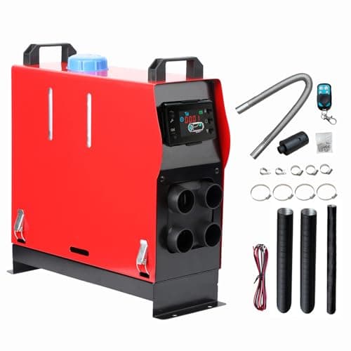 Image of KIASTER 5KW / 8KW 12V Diesel Heater Air Parking Heater Diesel Night Heater With LCD Display & Remote Control & Fuel Tank for Car Trucks Boat Trailer RV Caravan Campervans (4 Holes Red, 8KW)