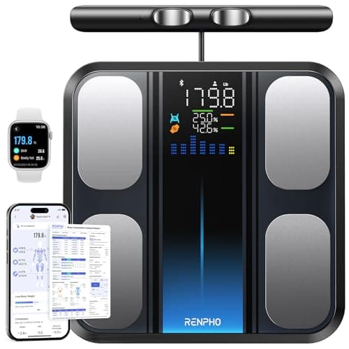 Image of RENPHO Smart Scales for Body Weight and Fat, 8-Electrode Weighing Scales with 50+ Metrics Full Body Composition Analyzer, Larger Platform, High Accuracy Body Fat Scales, MorphoScan Base