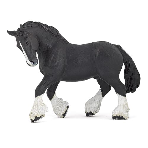 Image of Papo - Realistic Black Shire Stallion Figure - Ages 3+ - Horses Collection - Educational Play Equestrian World - Gift Idea Toy for Girls and Boys