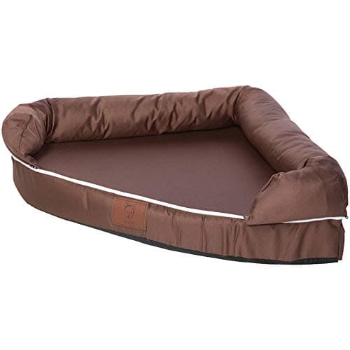 Image of Bunty Cosy Corner Couch Dog Pet Bed Washable Soft Foam Mattress Basket Sofa Pad Mat - Brown - Small