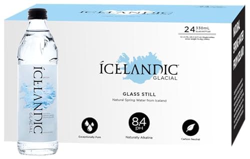 Image of Icelandic Glacial Premium Still Water 330ml Glass Bottles x 24 Per Pack – Alkaline/Low PH, Recycled Packaging, BPA Free, Carbon Neutral from Icelandic Spring. Low TDS and Mineral Content