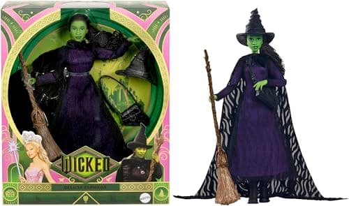 Image of Mattel Wicked, Deluxe Elphaba Fashion Doll & Accessories, Movie-Inspired Look with Braided Hair & Posability, HXY38