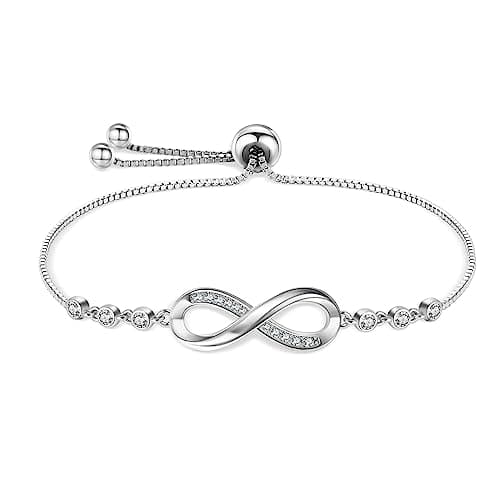 Image of Cosie Lily Birthday Gifts Bracelet for Women,925 Sterling Silver White Gold Plated Love Heart Bracelet with Cubic Zirconia Friendship Bracelets, Jwellery Gift for Women Ladies Gifts