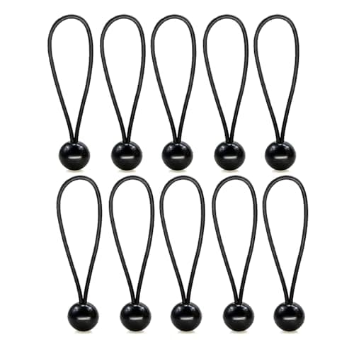 Image of YCSHIPO 10 Pcs Bungee Ball Ties, Heavy Duty Bungee Cords With Balls For Camping Tents Tarpaulin Cargo Banners (Black, 15cm)
