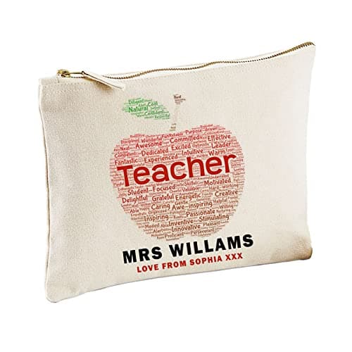 Image of Apple Art Personalised Teacher Canvas Accessory Case School Leaving Gift for Teacher,Teacher appreciation gift #TT Natural M