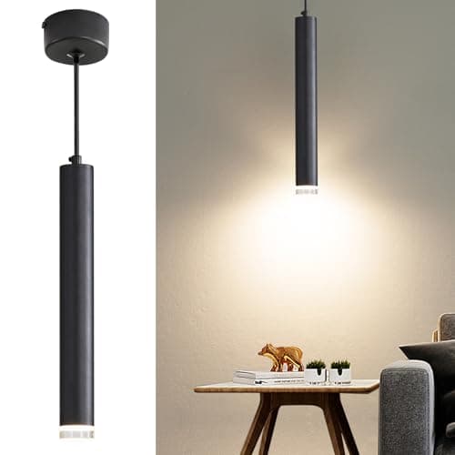 Image of Modern LED Minimalist Cylinder Pendant Light - 3 Color Temperatures 3000k/4500k/6500k - Height Adjustable 1.4M Acrylic Pendant Light for Bedroom, Dining Room, Bar - 1 Pack