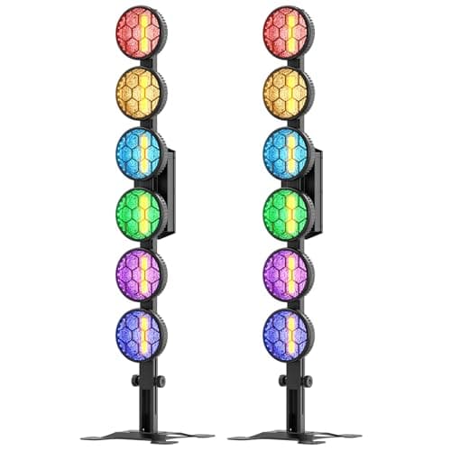 Image of 2 Pack 300W RGB LED Stage Light,LED Par,6 COB Linear Vintage Wash Light with Base,Built-in LED Lights Strip,with DMX512,Sound Control,Dj Strobe Light for Party Bar Wedding Nightclub Dance Hall