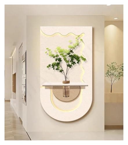 Image of Wall lamp, Entrance Decoration Vase LED Wall Lamp Stereoscopic Green Plant Corridor Hallway Modern Hanging Painting Living Room Mural Light(AU,Remote_B_140X70CM)