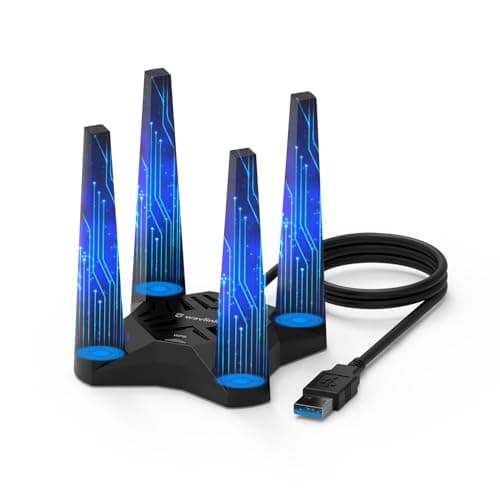 Image of AX1800 USB WiFi Adapter for Desktop PC, WAVLINK USB WiFi Dongle, Dual Band 5Ghz(1201Mbps) + 2.4Ghz(574Mbps), MU-MIMO, Beamforming, WPA3 Encryption, Built-in Driver, Support Win 11/10