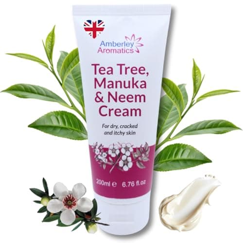 Image of Tea Tree, Manuka & Neem Cream (200ml) -Antibacterial, Anti-fungal, Antiseptic, Anti-Itch, Dry, Chapped & Cracked Skin, Eczema, Psoriasis, Jock Itch, Fungal infections. Fast Effective Relief