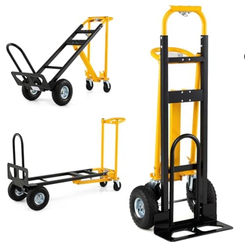 Image of TANGZON 3-in-1 Folding Hand Truck, 136kg Load Capacity Convertible Sack Truck Platform Trolley with Ergonomic Handle & 4 Wheel, Rolling Utility Dolly Cart for Warehouse Home