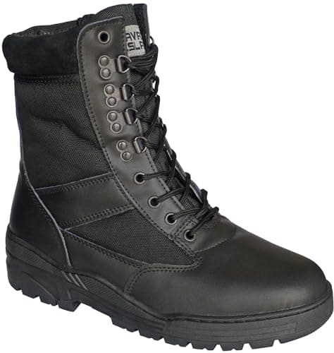 Image of Savage Island Combat Boots Black Leather Patrol, Black, 12 UK