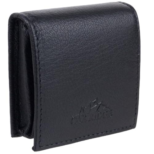 Image of Oakridge Leather Mens Square Pocket Size Coin Tray Purse - Black