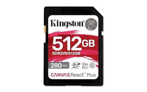 Image of Kingston Canvas React Plus V60 SD 512GB SDXC UHS-II 280R/150W U3 V60 for Full HD/4K
