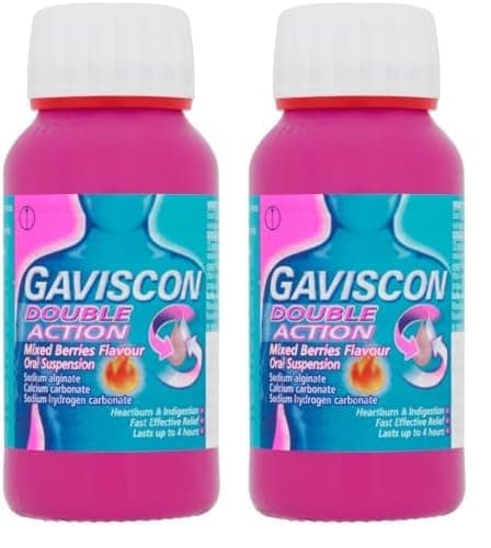 Image of Gaviscon Double Action Liquid Heartburn Indigestion Mixed Berry 150ml (Pack of 2)