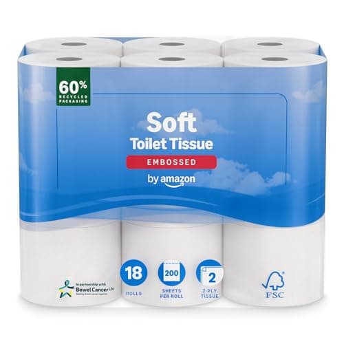 Image of by Amazon Soft Toilet Tissue, 2-Ply, 18 Rolls (Pack of 1), 200 Sheets per Roll, FSC Certified