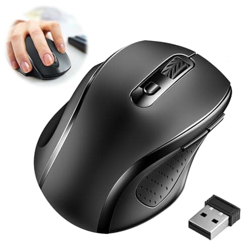 Image of 2.4GHz Wireless Optical Mouse with USB Receiver, Ergonomic 6-Button Cordless Mouse with 4 Adjustable DPI Levels Silent Click Long Battery Life for Laptop PC MacBook Notebook Chromebook Desktop (Black)