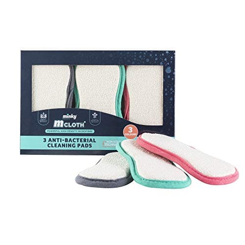 Image of Minky Anti-Bacterial Cleaing Pad | 3 Pack | Reusable Microfibre Cloth | Minky Pad | Kitchen Cleaner | Dual Sided Sponge | Non Scratch Sponge | Cleaning Products | Cleaning Supplies | Sponges