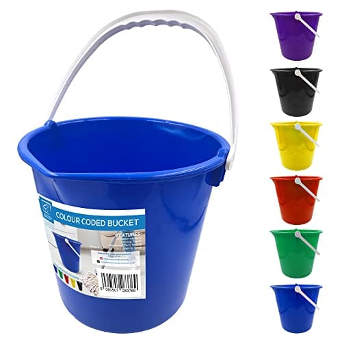 Image of Colour Coded Plastic Bucket with Handle, 2 Gallon (10L) Household Heavy Duty Bucket with Spout and Easy-Grip Handle, Multipurpose Water Bucket for Cleaning, Bath, and Gardening (Blue)