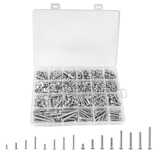 Image of 1080 Pcs Nuts and Bolts Flat Washers Assortment Kit,M3 M4 M5 M6 Round Head Cross Pan Head Screws and Hex Sets,Replacement Machine Fastener Screws Bolts Set with Box,16 Size