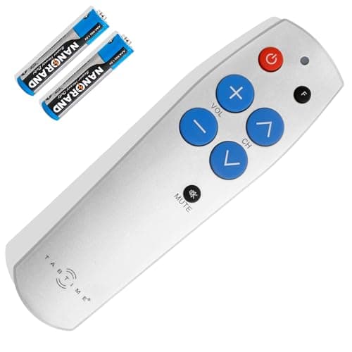 Image of TabTime Big Button TV Remote Control - Easy to Use and Set Up - Universal - Basic Television Remote Control - Dementia Friendly Gifts (Silver)