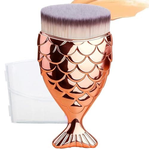 Image of Yoseng Kabuki Makeup Brush for Sunscreen & Liquid Foundation - Face Brush for Kids & Adults, Powder Cream Contour Applicator with Blending Buffing Stippling - Rose Gold