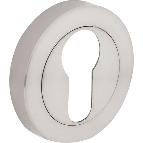 Image of Designer Levers - Euro Lock Keyhole - Door Escutcheon - Screw-on Rose - Brushed Nickel - 1 Pair - Fixings Included