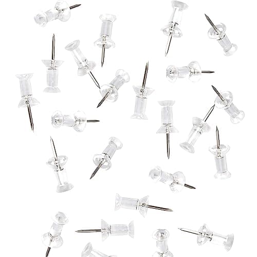 Image of MUUZLL Pin, 200Pcs Clear Push Pins, 3/8-Inch Steel Tip & 1/2-Inch Plastic Tip, Heavy Duty, Rustproof, Minimalist Style, Perfect for School & Office Use