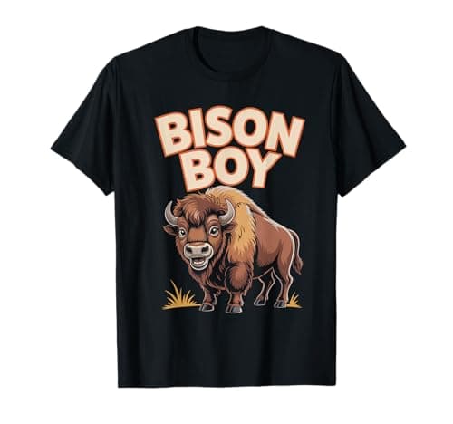 Image of Bison Boy Mens Funny Cartoon American Buffalo Wild West T-Shirt