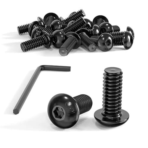 Image of Wavanta M5 Bolts, M5 x 12mm Button Head Screws, Allen Socket Bolts Screws, Carbon Steel 10.9 Grade, Black Oxide Finish, Pack of 20